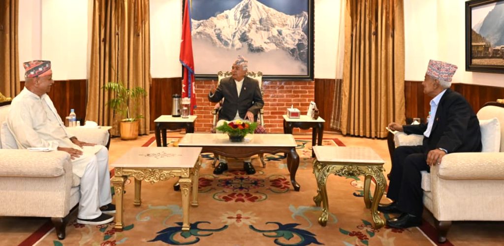 तराई–मधेशको अवस्थाबारे राष्ट्रपति पौडेलद्वारा प्रथम राष्ट्रपति र प्रथम उपराष्ट्रपतिसँग छलफल